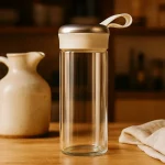 Water Bottle 400ml – Durable Lid with Carrying Handle – Transparent - Image 2